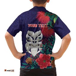 Maori Wheku Meri Kirihimete Personalised Hawaiian Shirt All Blue Indigenous Maori Motif LT9