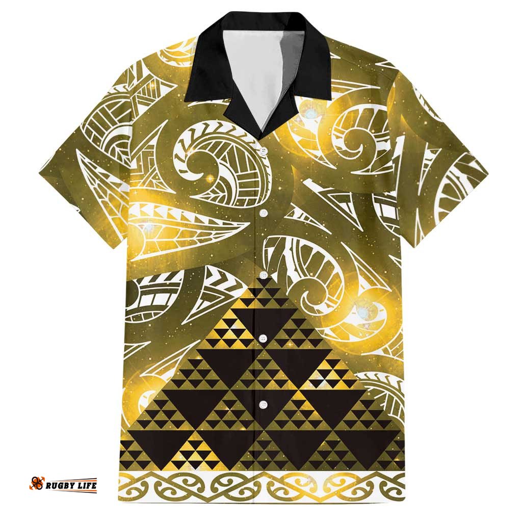 Matariki New Zealand Hawaiian Shirt NZ Niho Taniwha Maori New Year Yellow Galaxy LT14