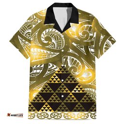 Matariki New Zealand Hawaiian Shirt NZ Niho Taniwha Maori New Year Yellow Galaxy LT14
