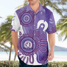 NAIDOC Week 2026 Hawaiian Shirt 50 Years Deadly Dhari Purple Aboriginal Art LT14