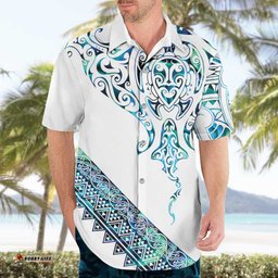 Kahui Whetu Paua shell Kowhaiwhai Taniko Personalised Hawaiian Shirt Manta Ray Shark-Turtle Maori Tribal Style LT9