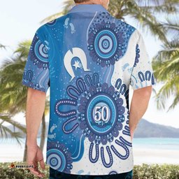 NAIDOC Week 2026 Hawaiian Shirt 50 Years Deadly Dhari Blue Aboriginal Art LT14