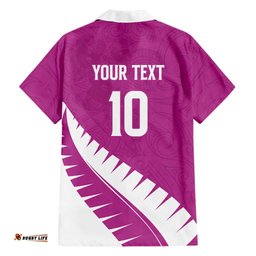Custom New Zealand Cricket Hawaiian Shirt Kiwi Birds Haka Dance Pink Fern Sporty Style LT03