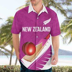 Custom New Zealand Cricket Hawaiian Shirt Kiwi Birds Haka Dance Pink Fern Sporty Style LT03