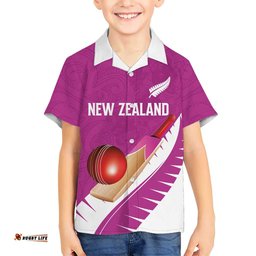 Custom New Zealand Cricket Hawaiian Shirt Kiwi Birds Haka Dance Pink Fern Sporty Style LT03