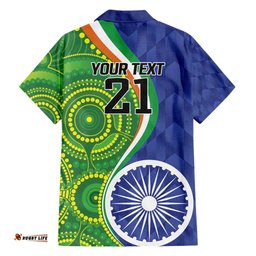 India Vs Australian Cricket Custom Hawaiian Shirt Ashoka Chakra and Aboriginal Together LT9