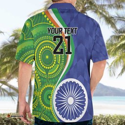 India Vs Australian Cricket Custom Hawaiian Shirt Ashoka Chakra and Aboriginal Together LT9