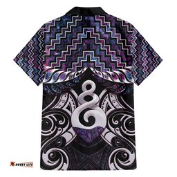 New Zealand Maori Hawaiian Shirt Poutama Pikorua Purple Paua Shell LT05