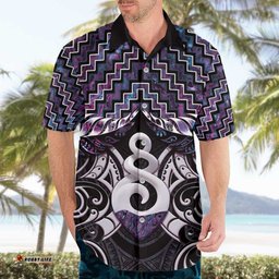 New Zealand Maori Hawaiian Shirt Poutama Pikorua Purple Paua Shell LT05