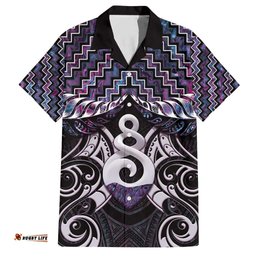 New Zealand Maori Hawaiian Shirt Poutama Pikorua Purple Paua Shell LT05