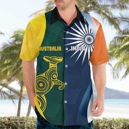 Custom India and Australia Cricket Hawaiian Shirt Special Half-Half Mix LT7