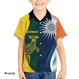 Custom India and Australia Cricket Hawaiian Shirt Special Half-Half Mix LT7