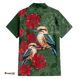 Kokaburra and Waratah Hawaiian Shirt Aboriginal Art LT9
