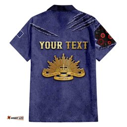 Personalised ANZAC Day Hawaiian Shirt Poppy Flowers Ripped Fabric Effect DT05