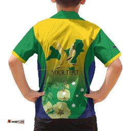 Personalised Australia Christmas Island Hawaiian Shirt Golden Bosun Abutilon listeri With Map LT14