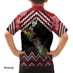 New Zealand Christmas Taniko Poutama Hawaiian Shirt Flora Map with Birds LT7