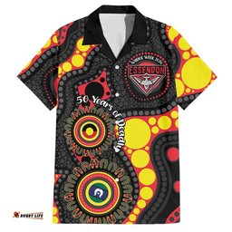 Essendon Bombers NAIDOC Week 2026 Personalised Hawaiian Shirt 50 Years of Deadly Aboriginal Art LT14