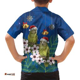 New Zealand Kakapo Christmas Hawaiian Shirt Owl Parrot Santa Sliver Fern Manuka - Blue LT14