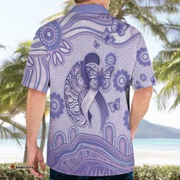 Personalised Epilepsy Awareness Hawaiian Shirt Purple Ribbon Butterfly And Brain Aboriginal Art DT05