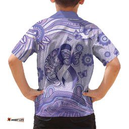 Personalised Epilepsy Awareness Hawaiian Shirt Purple Ribbon Butterfly And Brain Aboriginal Art DT05