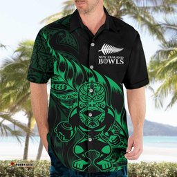 New Zealand Lawn Bowls Custom Hawaiian Shirt Green Maori Warrior Tribal Silver Fern LT9