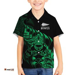 New Zealand Lawn Bowls Custom Hawaiian Shirt Green Maori Warrior Tribal Silver Fern LT9