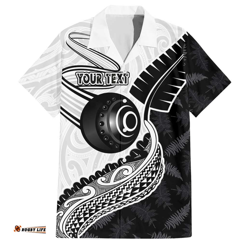 Personalised Aotearoa Lawn Bowls Hawaiian Shirt Maori and Silver Fern Half Style LT03