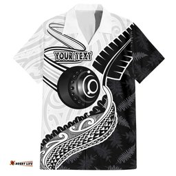 Personalised Aotearoa Lawn Bowls Hawaiian Shirt Maori and Silver Fern Half Style LT03