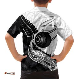 Personalised Aotearoa Lawn Bowls Hawaiian Shirt Maori and Silver Fern Half Style LT03