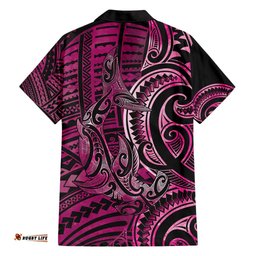 New Zealand Hammerhead Shark Hawaiian Shirt Maori Haehae Mangopare Pink LT14