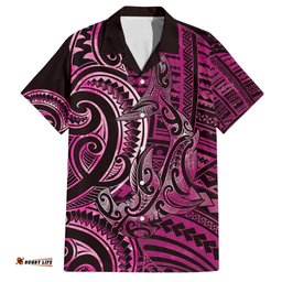 New Zealand Hammerhead Shark Hawaiian Shirt Maori Haehae Mangopare Pink LT14