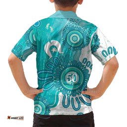 NAIDOC Week 2026 Hawaiian Shirt 50 Years Deadly Dhari Cyan Aboriginal Art LT14