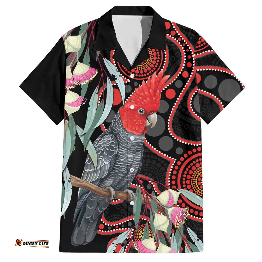Gang-gang Cockatoo Australia Hawaiian Shirt Eucalyptus Blossoms Aboriginal Art LT14