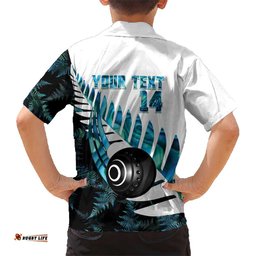 New Zealand Lawn Bowls Custom Hawaiian Shirt Aotearoa Silver Fern Paua Shell LT14