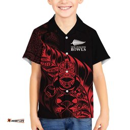 New Zealand Lawn Bowls Custom Hawaiian Shirt Red Maori Warrior Tribal Silver Fern LT9