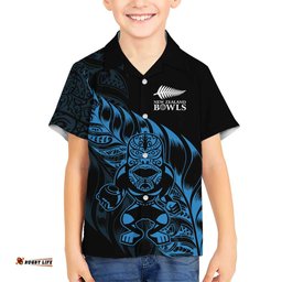 New Zealand Lawn Bowls Custom Hawaiian Shirt Blue Maori Warrior Tribal Silver Fern LT9