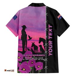 Personalised ANZAC War Animals Hawaiian Shirt Lest We Forget Memorial LT15