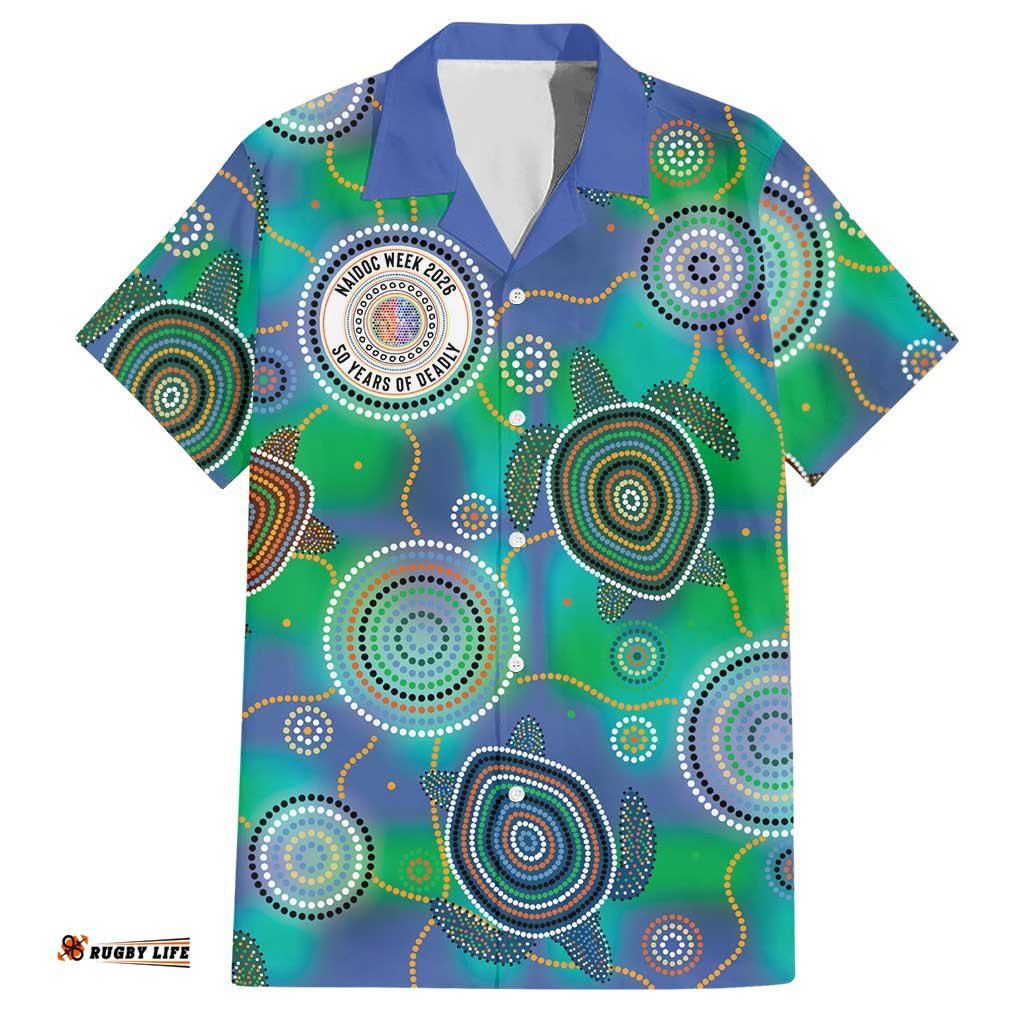 NAIDOC 50 Years of Deadly Hawaiian Shirt Sea Turtle Aboriginal Dot Art LT19