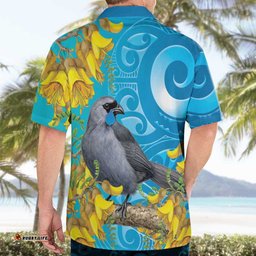 New Zealand Kokako Bird Hawaiian Shirt Maori Koru With Kowhai Flowers LT05
