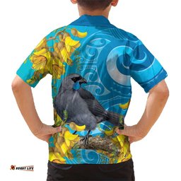 New Zealand Kokako Bird Hawaiian Shirt Maori Koru With Kowhai Flowers LT05