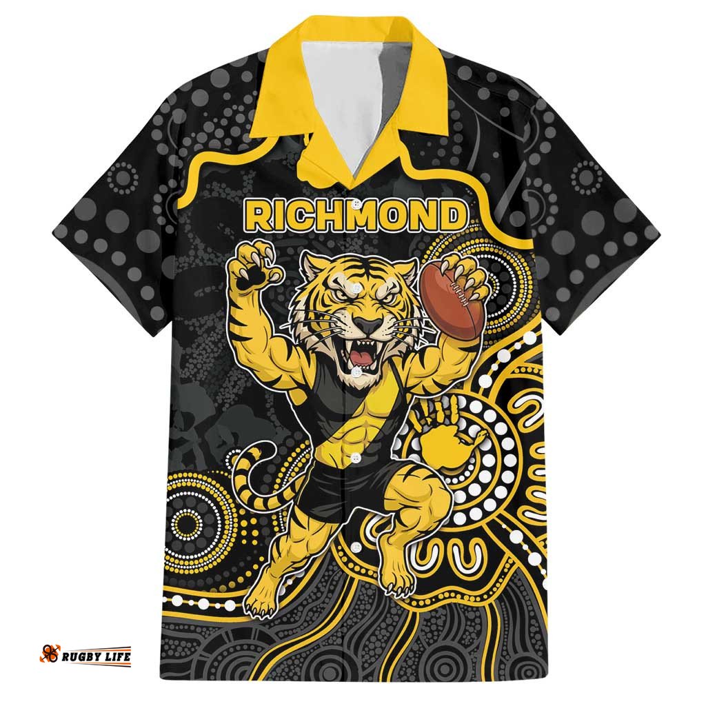 Custom Richmond Football Hawaiian Shirt Aboriginal Dot Art Pattern DT05