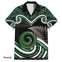 Koru Pounamu Aotearoa Hawaiian Shirt Maori Paua Shell Mix Silver Fern LT14