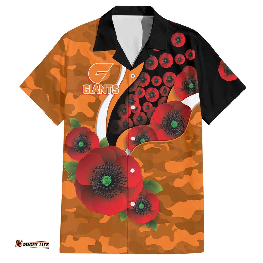 Greater Giants ANZAC Personalised Hawaiian Shirt Lest We Forget Poppy Camo LT9