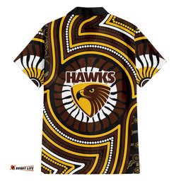 Hawthorn Hawks Hawaiian Shirt Indigenous Monochrome Dot Art Mascot Style TS04