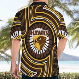 Hawthorn Hawks Hawaiian Shirt Indigenous Monochrome Dot Art Mascot Style TS04