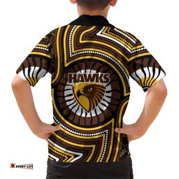 Hawthorn Hawks Hawaiian Shirt Indigenous Monochrome Dot Art Mascot Style TS04