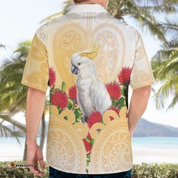 New Zealand Aotearoa Cockatoo Hawaiian Shirt Maori Pattern With Pohutukawa Flowers LT05