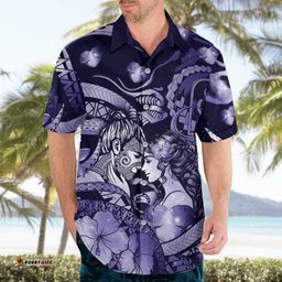 Personalised Maori Romantic Valentine Hawaiian Shirt The Hongi Kiss Purple Galaxy DT05