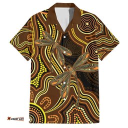 Orange Indigenous Dragonfly Australia Hawaiian Shirt Aboriginal Art LT14