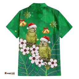 New Zealand Kakapo Christmas Hawaiian Shirt Owl Parrot Santa Sliver Fern Manuka - Green LT14
